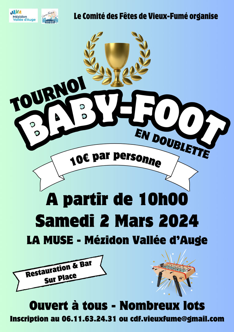 TOURNOI DE BABYFOOT EN DOUBLETTE SUR INSCRIPTION